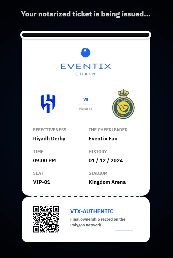 EVENTIX: The first hybrid solution in the region. Automatic authentication of every ticket on the Polygon network with NFT minting and authenticated trading options.